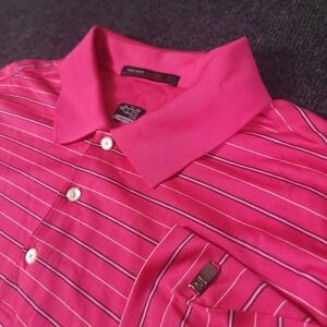 Nike Tiger Woods Collection Pink Striped Polo‎ Shirt XXL FitDry Golf